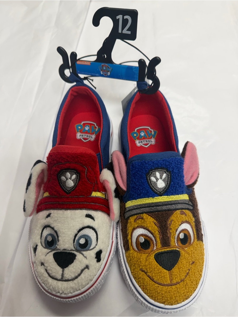 Paw Patrol Kids Plush Character Slip-On Shoes - Red, Blue, White, Brown size 12
